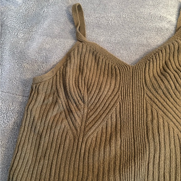 Auden Cami Knit Cropped Tank Top Olive Green XXL - Picture 2 of 6